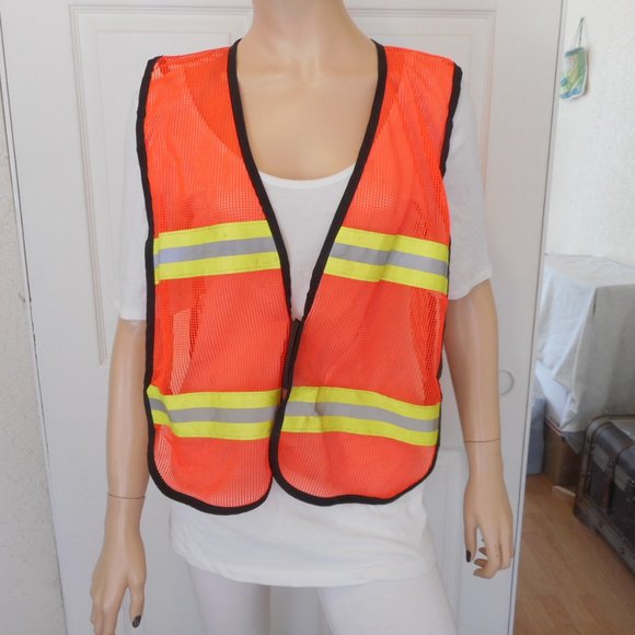 Set of 3 Safety Vests Orange Mesh - Picture 7 of 9